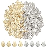 CRAFTYMELODY Shell Charms 2 Style Stainless Steel Ocean Theme Seashell Pendants with Hole for Jewelry Making DIY Craft Bracelet Earring Necklace Accessory Supplies Decoration