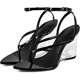 Women's Wedge Heels Sandals Strappy Flip Flops Thong Clear Heeled Sandals | Open Toe Cute Summer Party Fashion Daily Dressy Shoes