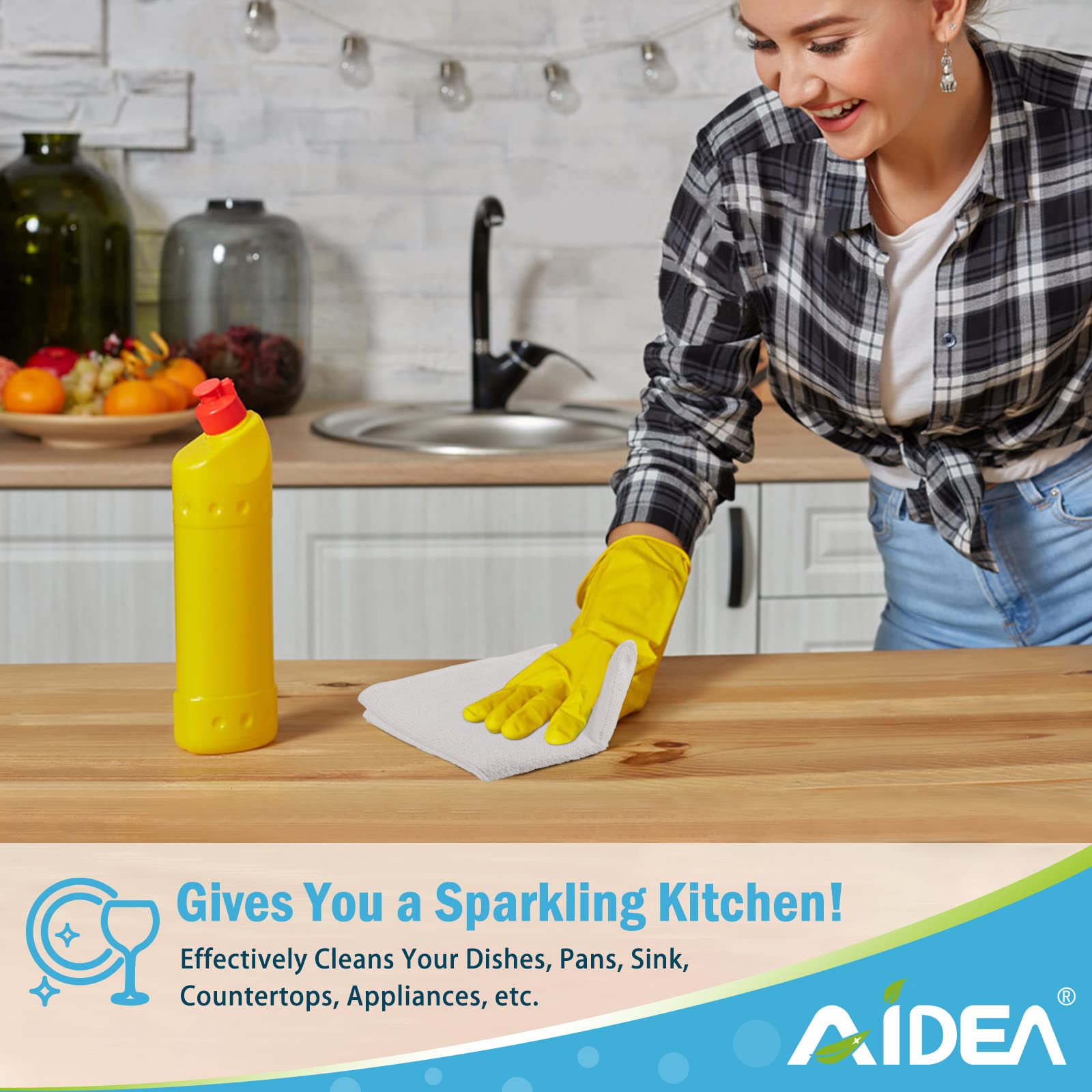 AIDEA Microfiber Cleaning Cloth White 50PK, Microfiber Towels for Cars, Lint Free Rags, Kitchen Towels Dusting Cloth, Bar Rags for Cleaning, Wash Cloth, Dish Cloths White, 11.5