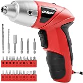 Hi-Spec 27pc 3.6V Red Small Power Electric Screwdriver Set. Cordless &amp; Rechargeable with Driver Bit Set