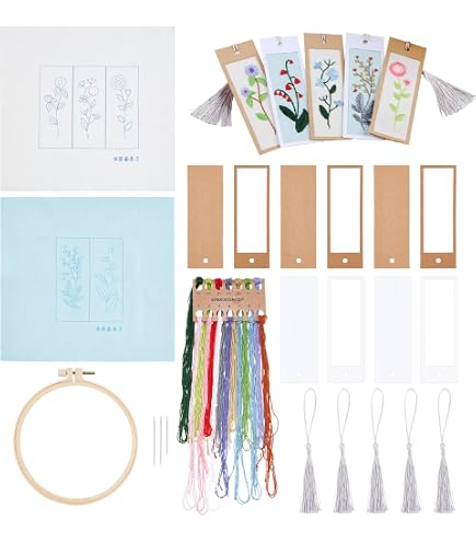 DIY Embroidered Bookmarks DIY Embroidery Bookmark Kit - 6 Cardstock ...