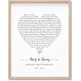 BlissfulMelodyDesign Custom Heart Shape Song Lyrics Wall Art, Personalized Wedding Song First Dance Wedding Vows Print Canvas, Anniverary Valentines Day Gift for Husband Wife Him Her