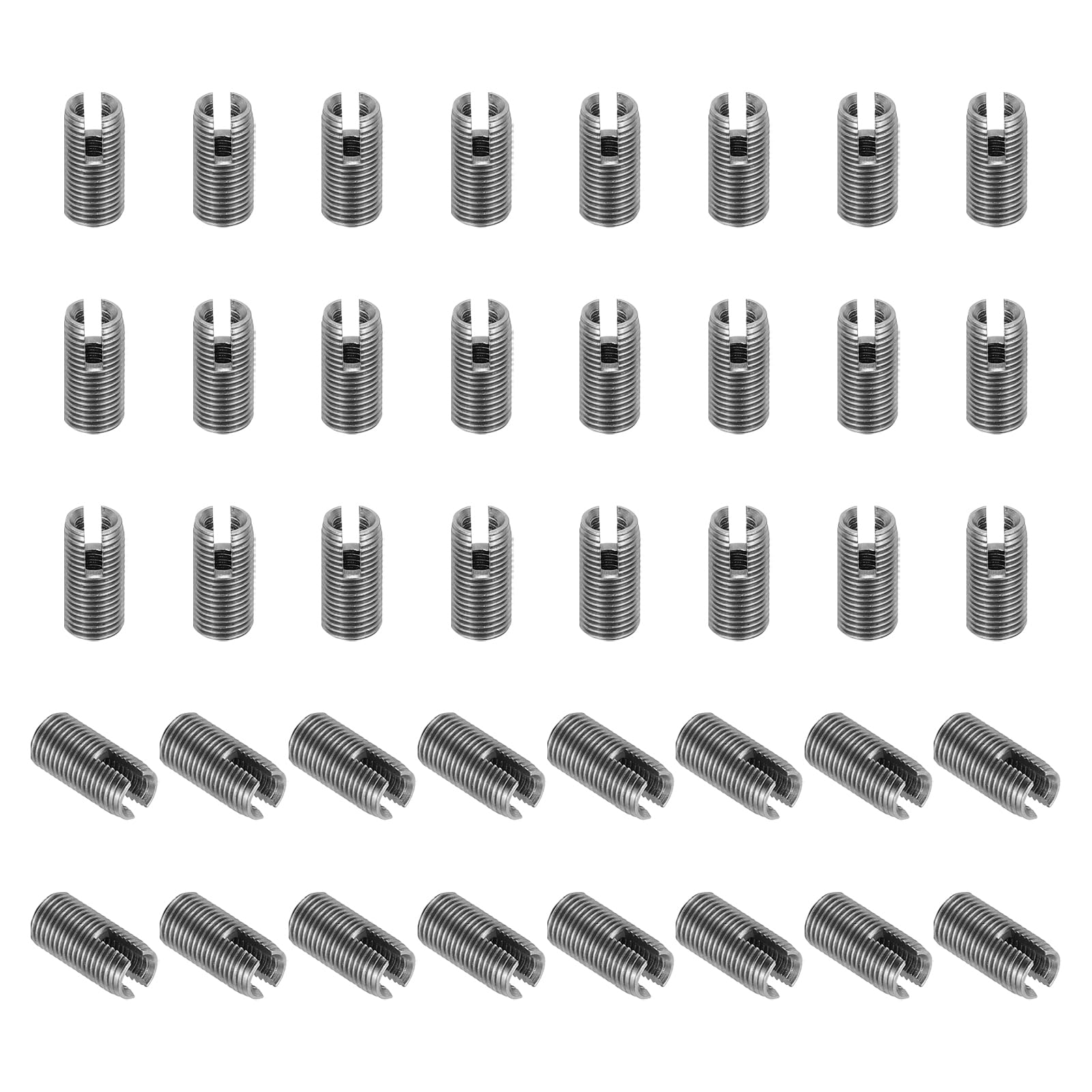 PATIKIL Self-Tapping Threaded Inserts, 40 Pcs M3 x M5 x 10mm 303 Stainless Steel Thread Adapter Reducer Slotted Screw Repair Inserts Nuts Sleeve — image 1