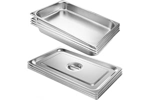 VOISEN Hotel Pans with Lids 4 Pack 1/1 Size 2.5" Deep, 1.2mm Thick Steam Table Pans Full Size, Commercial Food Pan for Catering Buffet Chafing Dish Pan,20.87"x12.8"x2.5"