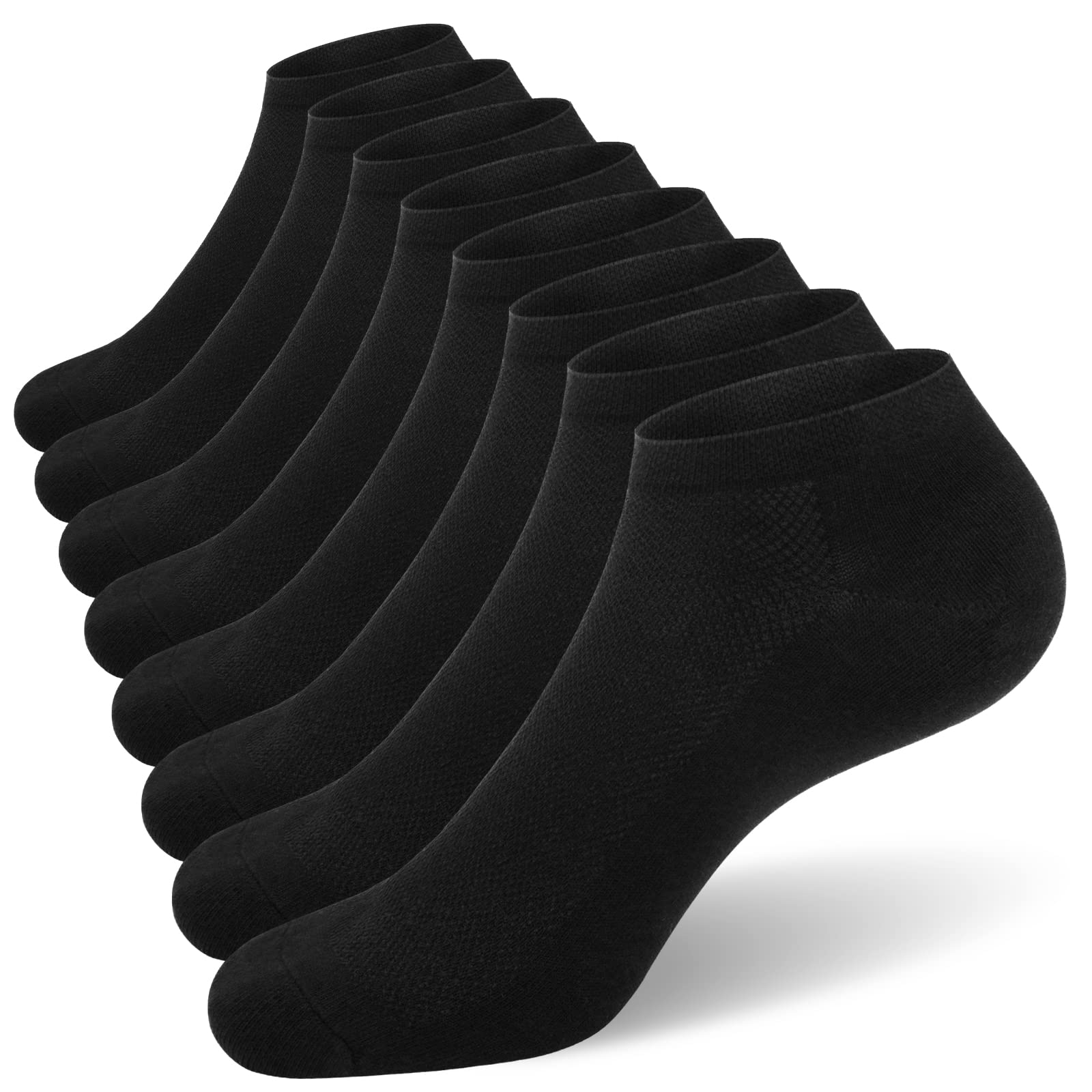 Photo 1 of SIXDAYSOX 8 Pack Mens Ankle Socks Low Cut Comfort Casual Socks Size 10-13 Pure Black