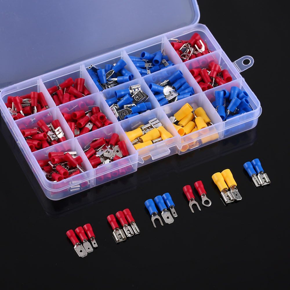 280Pcs SAMOFU Electrical Wire Connectors Kit | Suitable for Marine, Home, Speakers, Various Crimp Terminal Shovel Shapes Butt Connector Kit: Car Electronics