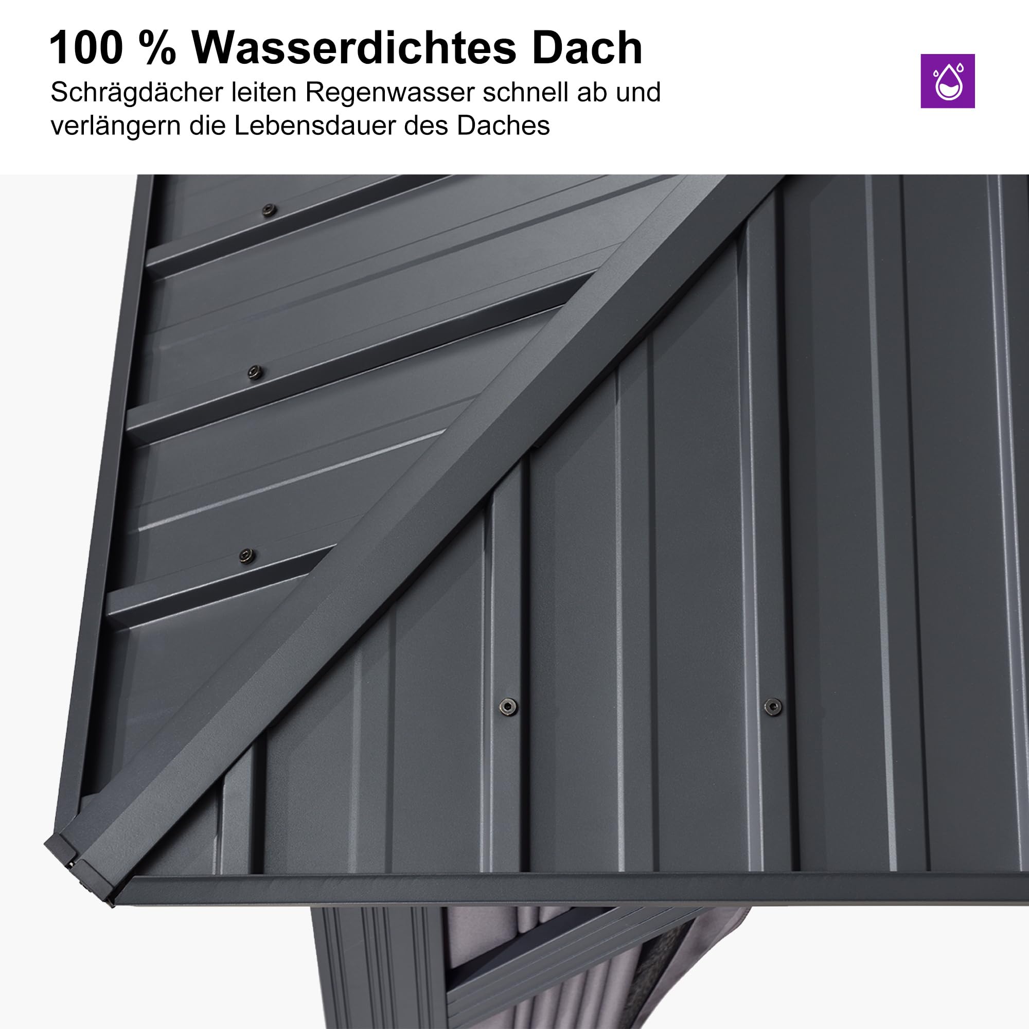 PURPLE LEAF Gartenpavillon 3.65 x 6 m Festem Dach, Basisch Pavillon Wasserdicht Stabil Winterfest Alu Pavillon mit Seitenwänden Hardtop Gartenpavillon mit Stahldach, Grau 3