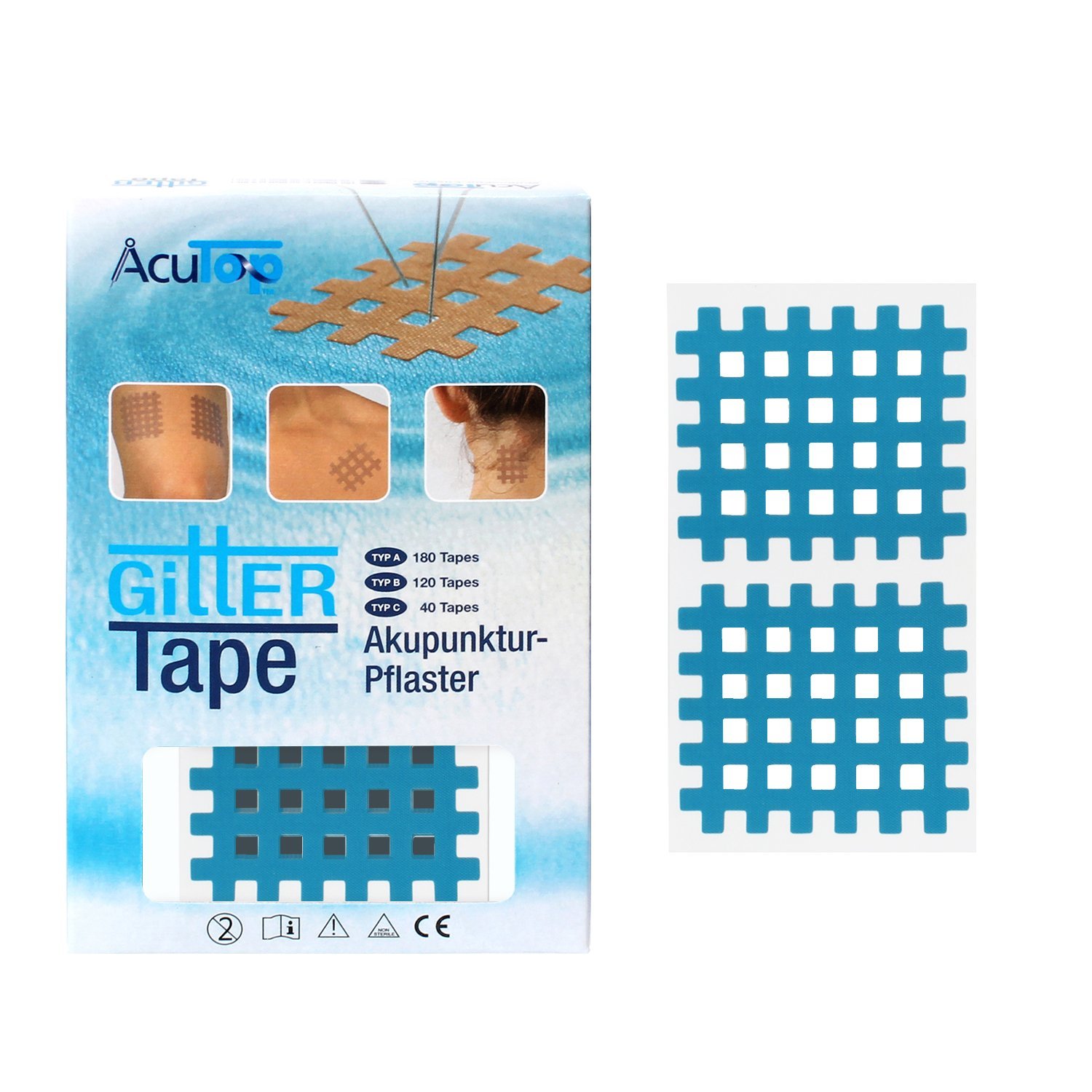 AcuTop Type C, Grid Tape, Blue, 40 Tapes, Acupuncture Plaster, Grid Plaster