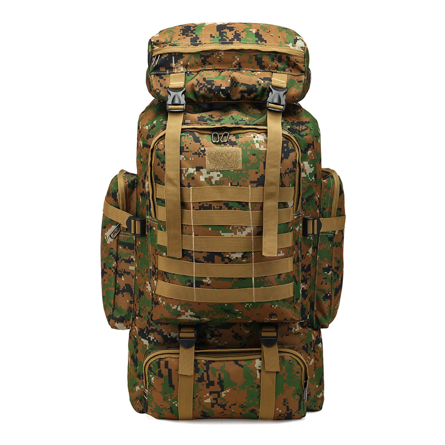 High Capacity 80L Outdoor Camouflage Tartical Hiking Daypacks Waterproof Military Bags For Men Travelling Camping Hunting Trekking Climbing Backpack (Green)