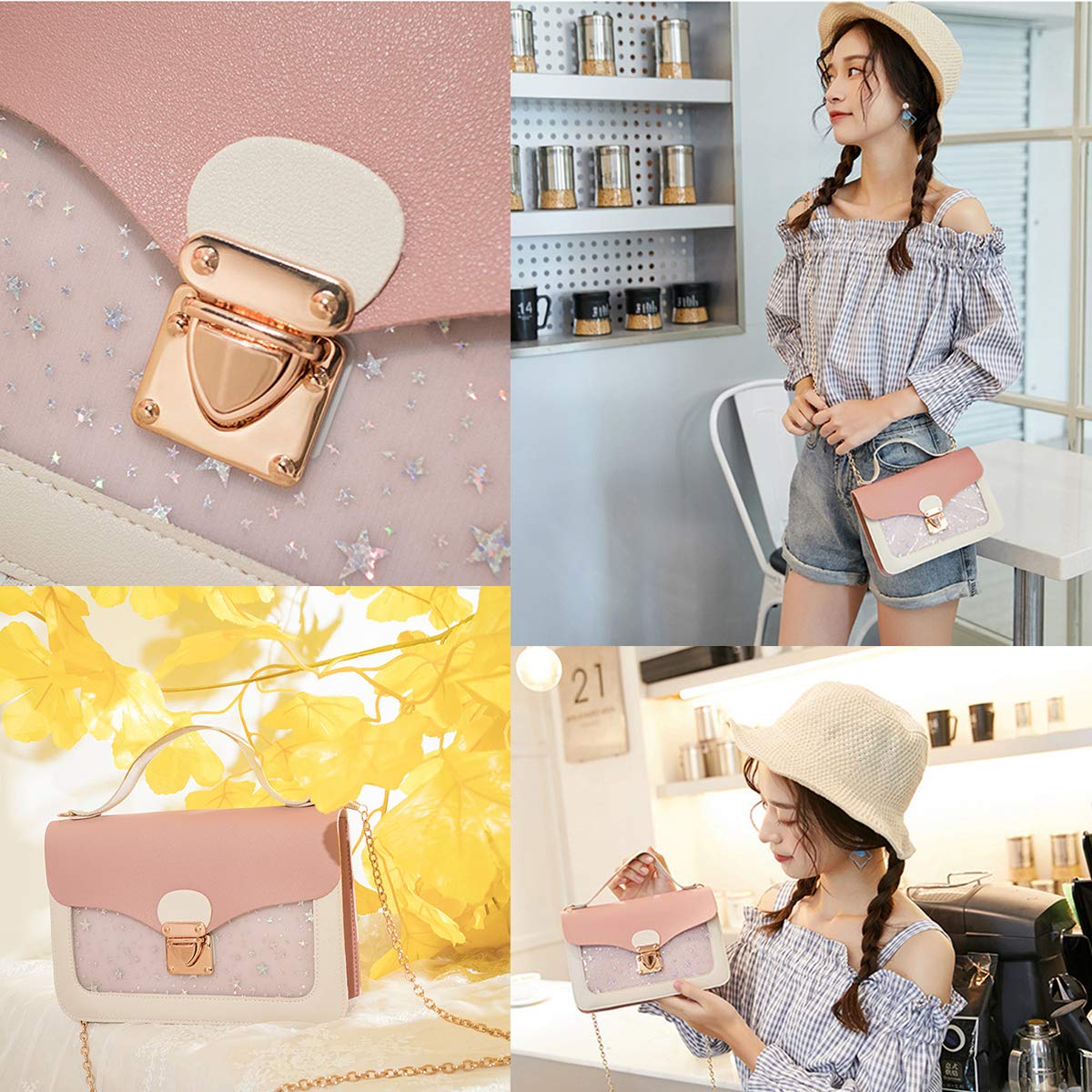 Umhängetasche Klein Damen Schultertasche Handy Umhängetasche Handytaschen Geldbörse Handtaschen Mode Shoulder Bag Crossbody Tasche für Damen Frauen Mädchen Kinder(Rosa Damen Kleine Umhängetasche)