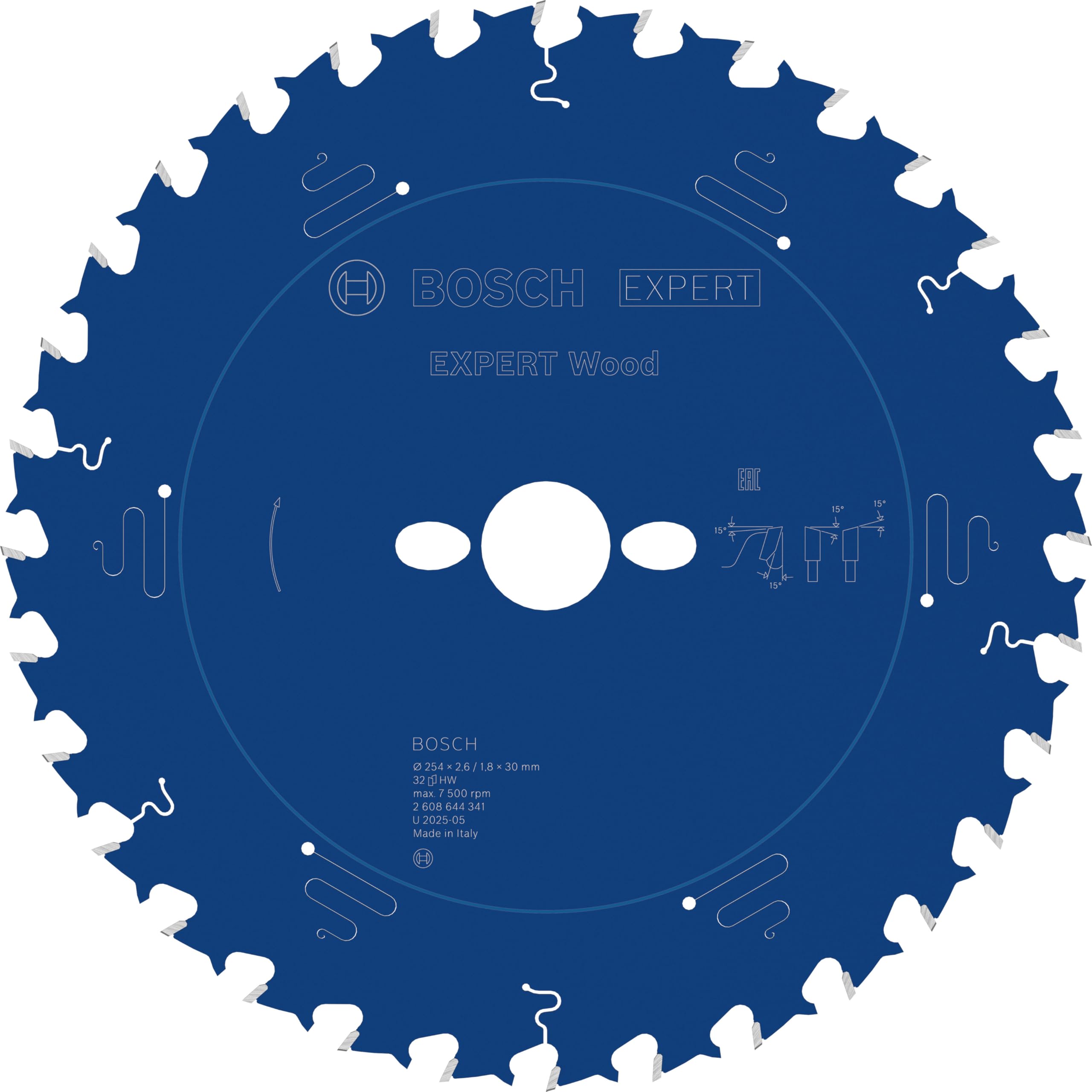 Bosch Professional 1 x Expert for Wood Circular Saw Blade (Wood, Saw Blade Diameter 254 x 30 x 2.6 mm, Teeth 32, Circular Saw Accessories)
