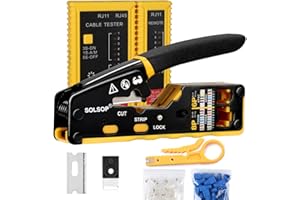Solsop Pass Through RJ45 Crimp Tool Kit Ethernet Crimping Tool Kit Cat5 Cat5e Cat6 Crimping Tool Kit