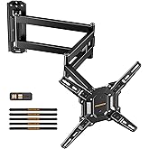 Perlegear Long Arm TV Wall Mount for 32-65″ TVs, 37.4” Long Extension Corner TV Mount, Max VESA 400x400mm, Articulating Arms Full Motion Wall Mount Bracket with Swivel and Tilt, Holds up to 110 lbs