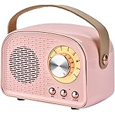 Aresrora Retro Bluetooth Speaker,Wireless Vintage Speaker,Outdoors Wireless Portable Bluetooth Speakers Supports TWS Pairing/U-Disk/TF Card/AUX for Home,Travel,Outdoor (Pink)