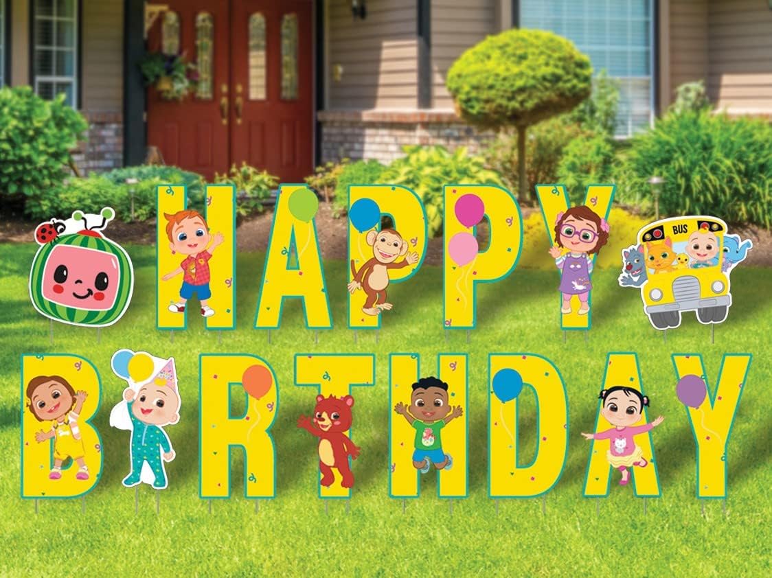 Yard Signs - CoComelon Happy Birthday Yard Signs with Metal Stakes, 16