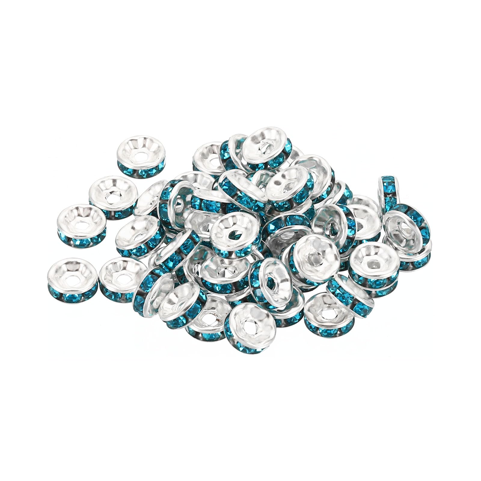 PATIKIL 8mm Spacer Beads, 100pcs Bead Spacers Rondelle Spacer Beads Rhinestone Small Round Bulk Glass Beads Crystal for Making DIY, Blue