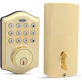 Honeywell Safes &amp; Door Locks - Keyless Entry Door Lock with Smart Electronic Keypad Deadbolt - Easy Installation &amp; 50 Different User Pin Codes - Auto Lock - Polished Brass - 2.9 x 2 x 6.2 in - 8712009