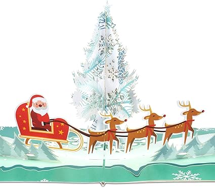 Papercrush Carte Pop Up De Noel Santa Renne Carte De Noel 3d Papercrush Carte Pop Up De Noel Santa Renne Carte De Noel 3d