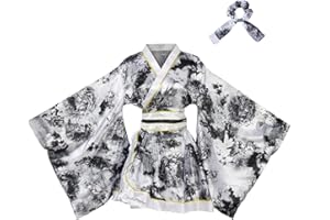 ASWTZ Women's Japanese Kimono Costume Traditional Geisha Short Robe Anime Printed Bathrobe Pattern Sleepwear
