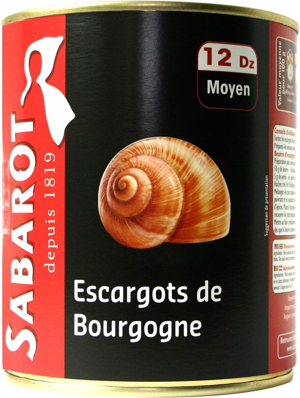 Sabarot Escargots De Bourgogne 12 Douzaines 465g Amazon Fr Epicerie