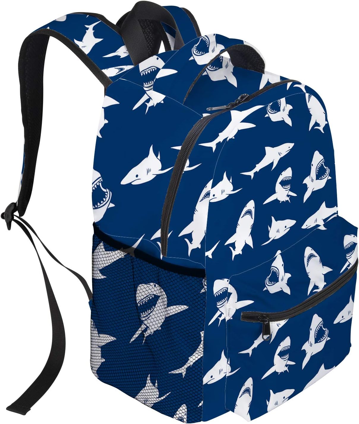 T&H Home Large Backpack, Great White Shark with Blue Ocean Background Casual Daypack Backpacks,Laptop, Padded, Adjustable Backpack Straps, Zip Closure