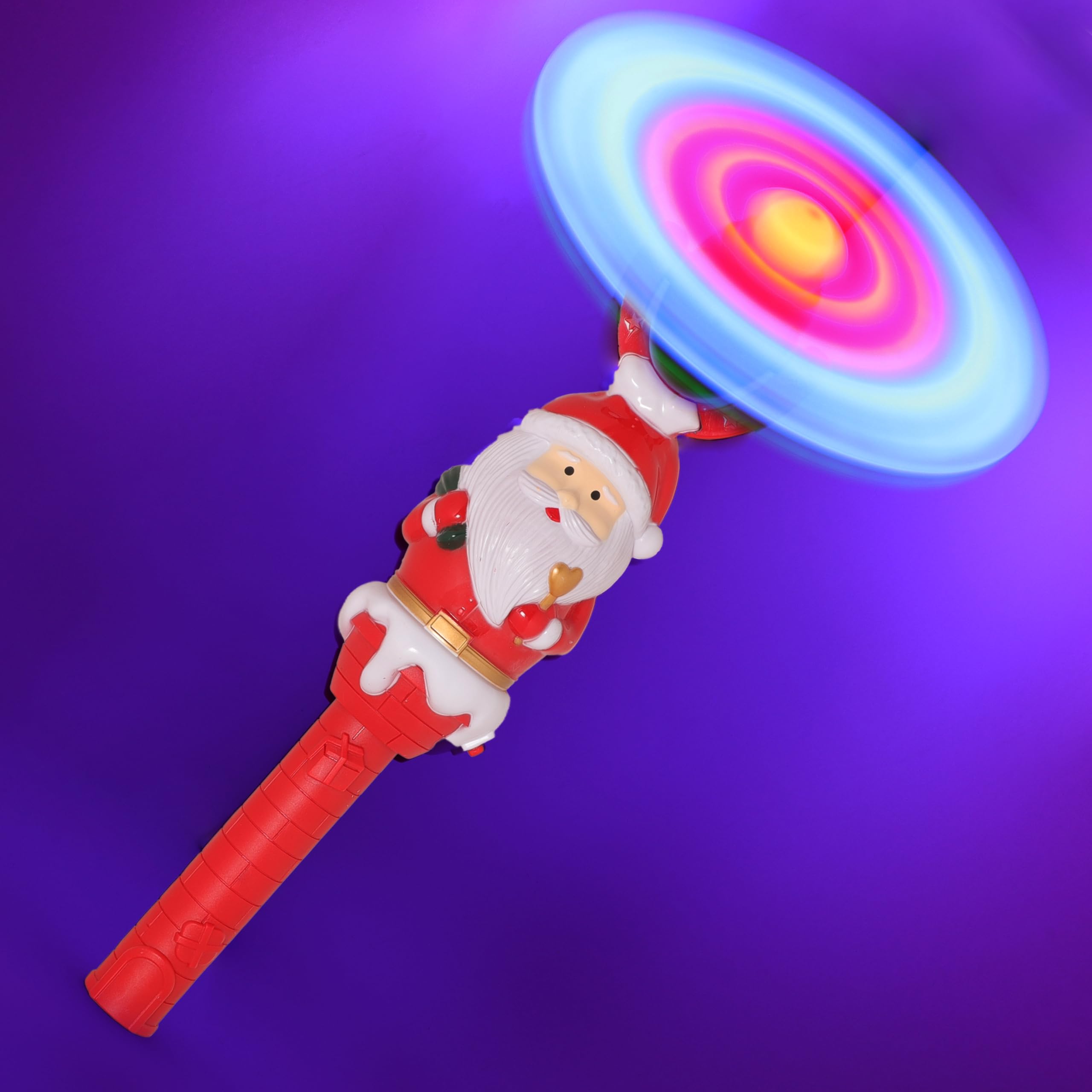 Toyland® 31cm (12") Multicoloured Light Up Santa Propeller Wand - Moveable Propeller - Christmas Party Accessories