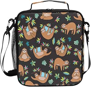 Lonchera con diseño de dibujos animados perezosos, lonchera aislada