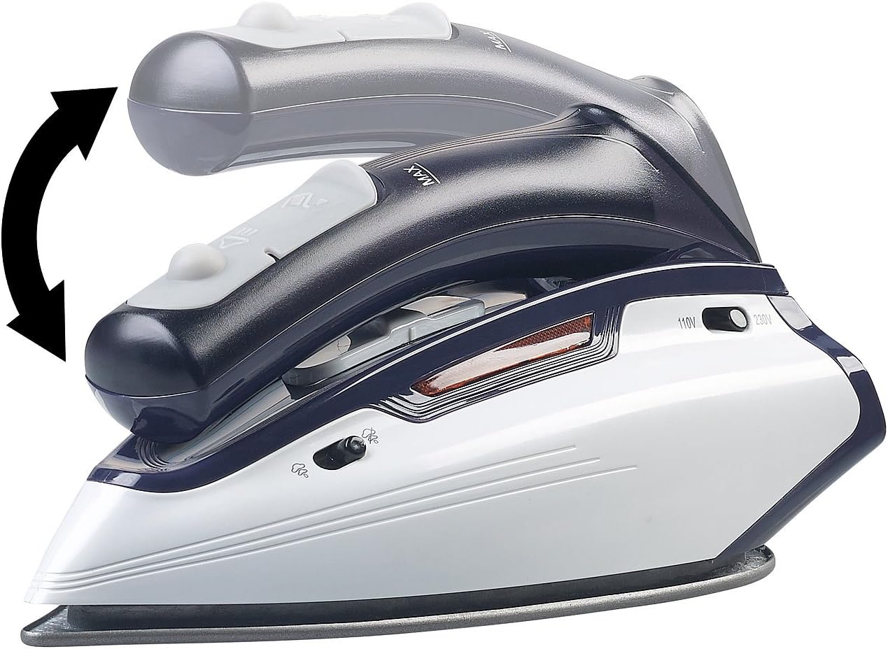 Sichler Haushaltsgeräte Reisebügeleisen: 2in1-Reise-Dampfbügeleisen mit klappbarem Griff, 1.150 W, 110/230 Volt (Glätteisen)
