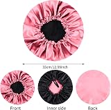 Fuyamp Satin Sleep Cap 2 Pack Adjustable Silky Shower Bonnet Pink Rose Red view 2