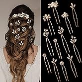 12 Pieces Gold Hair Pins Bridal Headpiece Pearl Wedding Hair Styling Pins Hairpieces Accessories for Brides Bridesmaids