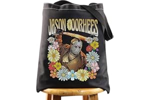 WZMPA Jason Mask Fans Tote Bag Jason Movie Inspired Gift Jason Serials Killer Canvas Handbag For Horror Series Lovers