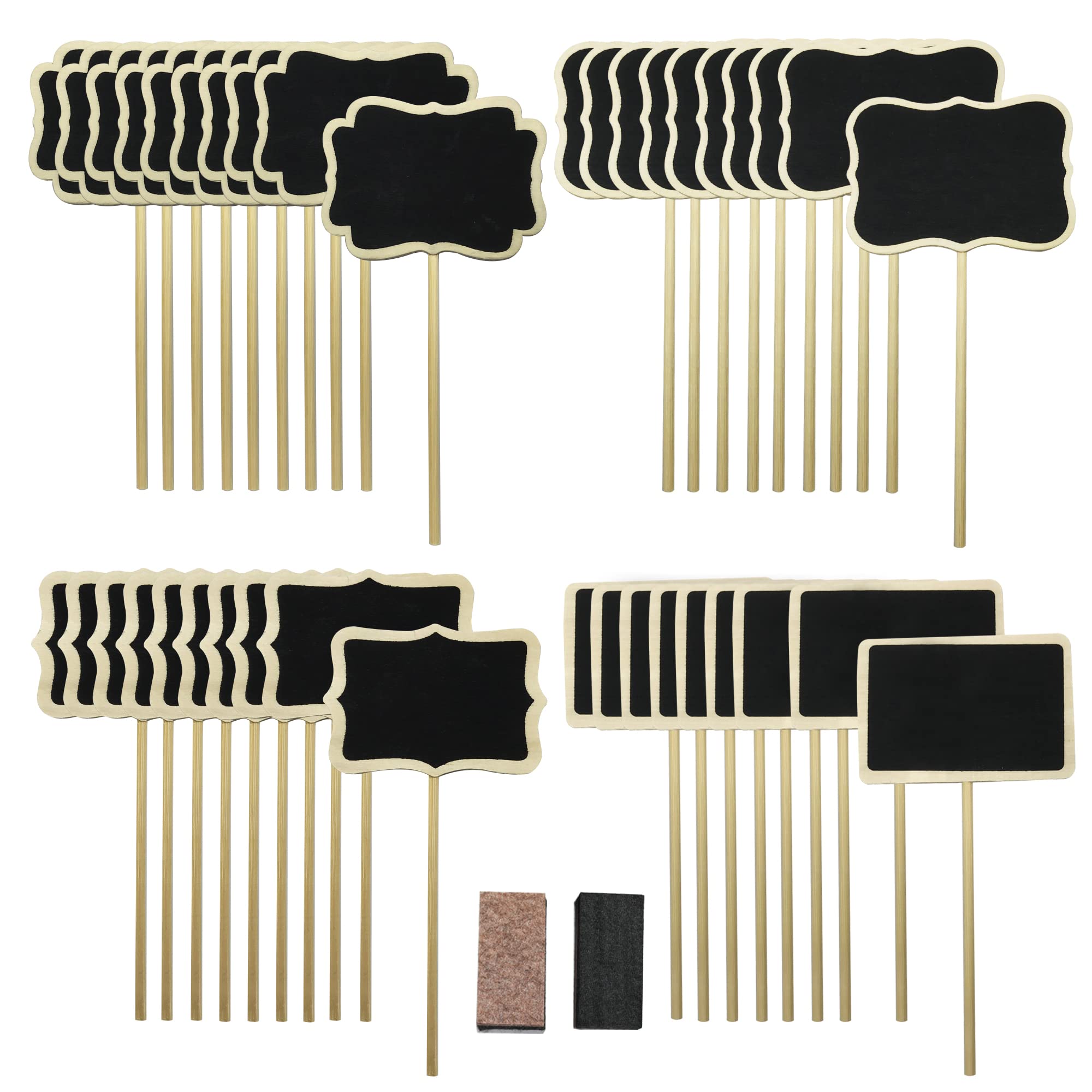 Woohome Mini Rectangle Black Board, Mini Chalkboards Lace Shape Mini Wooden Blackboard Signs for Message Board Signs, Party Wedding Table Number (Style 1)
