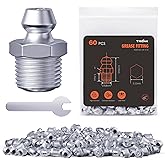 TRILINK 1/8"-27 Grease Fittings, SAE Grease Nipples with Straight, Zerk Grease Fittings Kit with Wrench for Quick Installatio