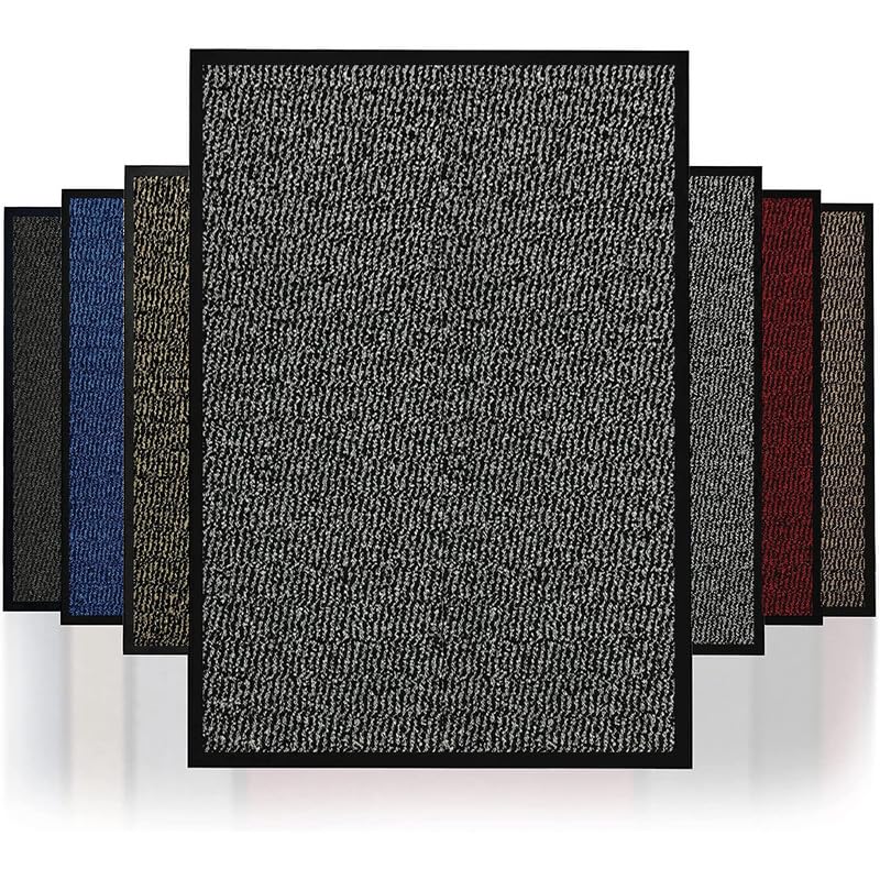 FB FunkyBuy Heavy Duty Barrier Mats Non Slip Rubber Mat Floor Mats Kitchen Rugs Washable Light Weight Rubber Multicolor Door Mat (Grey, 50cm x 80cm)