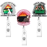 Zkptops 3Pcs Funny Dumpster Fire Badge Reel Cute Nurse Badge Reel with Retractable Alligator Clip Badges Holder Buddy for Nurses Doctors ID Card Decor Acrylic Name Tag Badges Accessories for Gifts