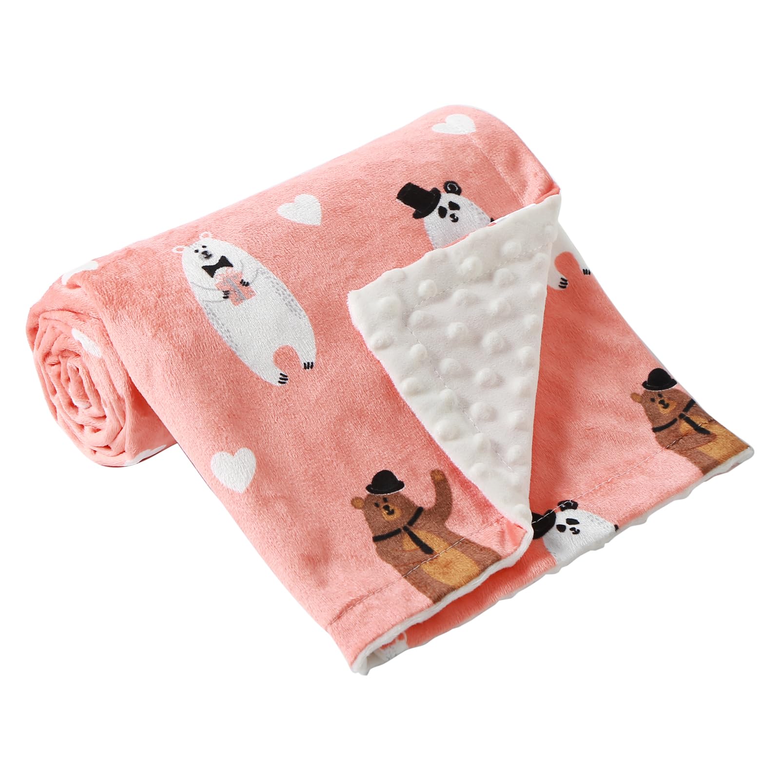 iEvolve Baby Blanket Ultra Soft Double Layer with Dotted Backing Receiving Blankets Toddler Baby Nursery Bed Blankets Shower Gifts(Bear,80 * 120cm)
