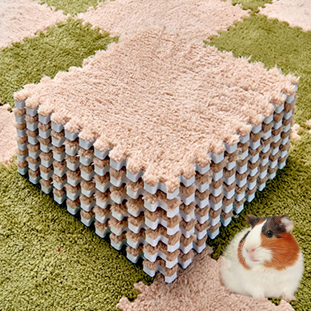 10Pcs 11” x 11” Guinea Pig Pads Washable, Reusable Guinea Pig Fleece Cage Liners, Soft Warm Rabbit Sleep Mat Blanket Bedding (White)