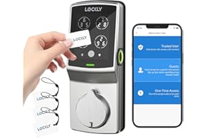Lockly Secure Plus, RFID Card Smart Lock, Keyless Entry Door Lock, Smart Locks for Front Door, PIN Genie® Keypad, 3D Biometric Fingerprint Sensor, Auto Lock Smart Door Lock (Satin Nickel)