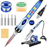 Electronics Soldering Iron Kit, Upgraded 80W Digital LCD Adjustable Temperature Welding Tool and Fast Heating Ceramic Thermos