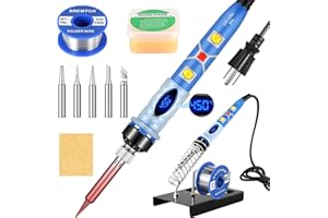 Electronics Soldering Iron Kit, Upgraded 80W Digital LCD Adjustable Temperature Welding Tool and Fast Heating Ceramic Thermos