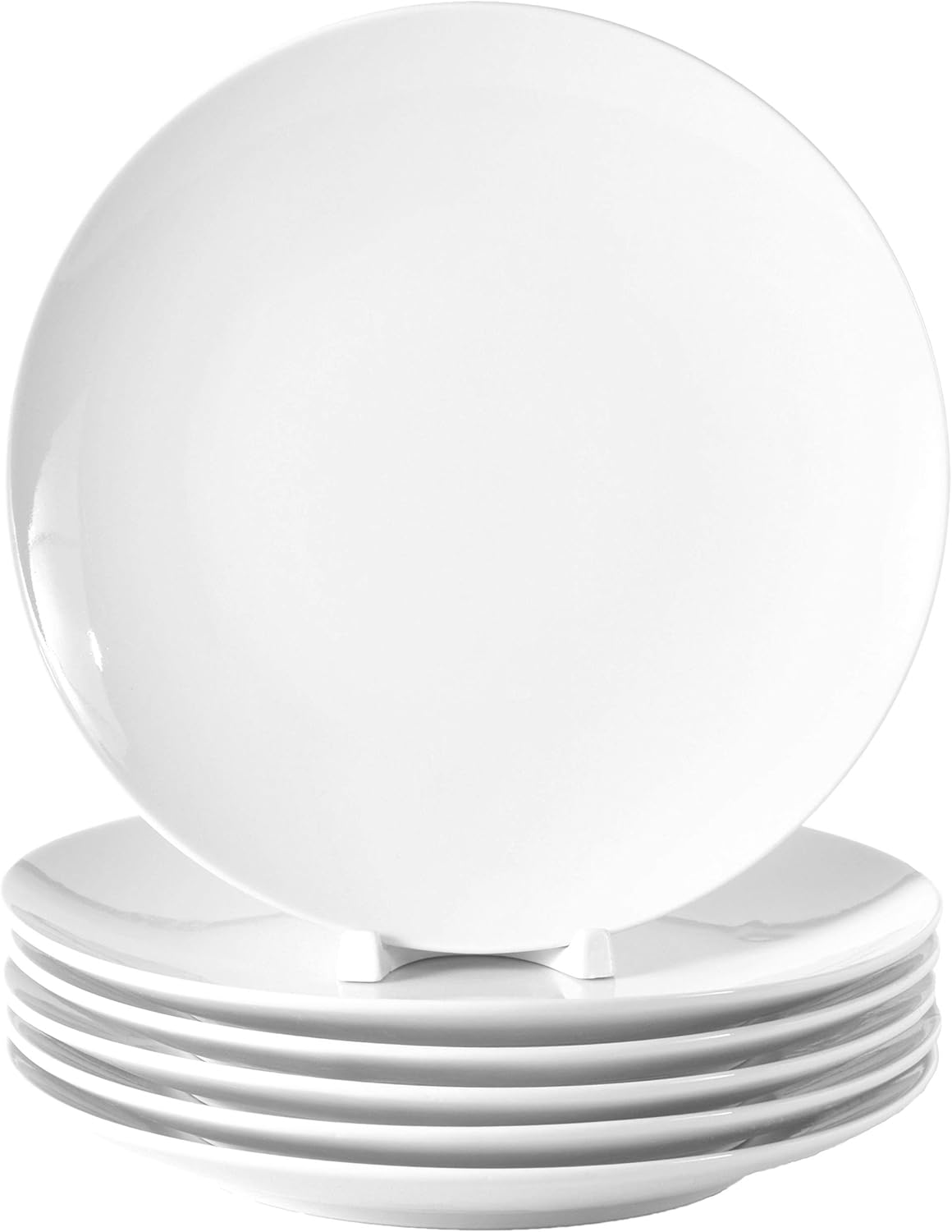 6 Stück Flache Coupteller im Set aus echtem Porzellan 200 mm Salatteller Dessertteller Frühstücksteller weiß auch zum Bemalen bestens geeignet Tafelgeschirr für Gastronomie und Haushalt
