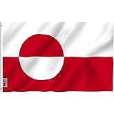 Anley Fly Breeze 3x5 Feet Greenland Flag - Vivid Color and Fade Proof - Canvas Header and Double Stitched - Greenlander Flags Polyester with Brass Grommets 3 X 5 Ft
