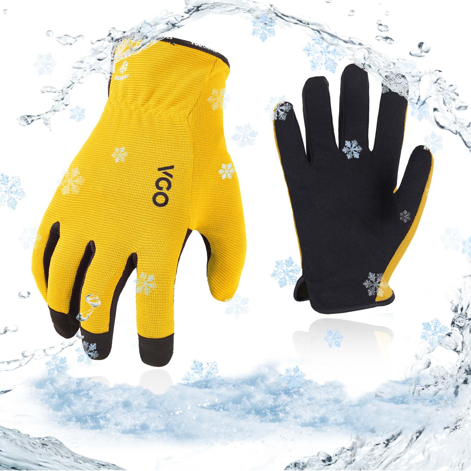Vgo... 1Pair 5℃/41°F Winter Work Gloves, Cold Weather Safety Work Gloves,Cold Storage or Freezer Glove AL8736FL(Yellow,L)