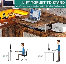 YITAHOME L Shaped Desk with Power Outlets & LED
