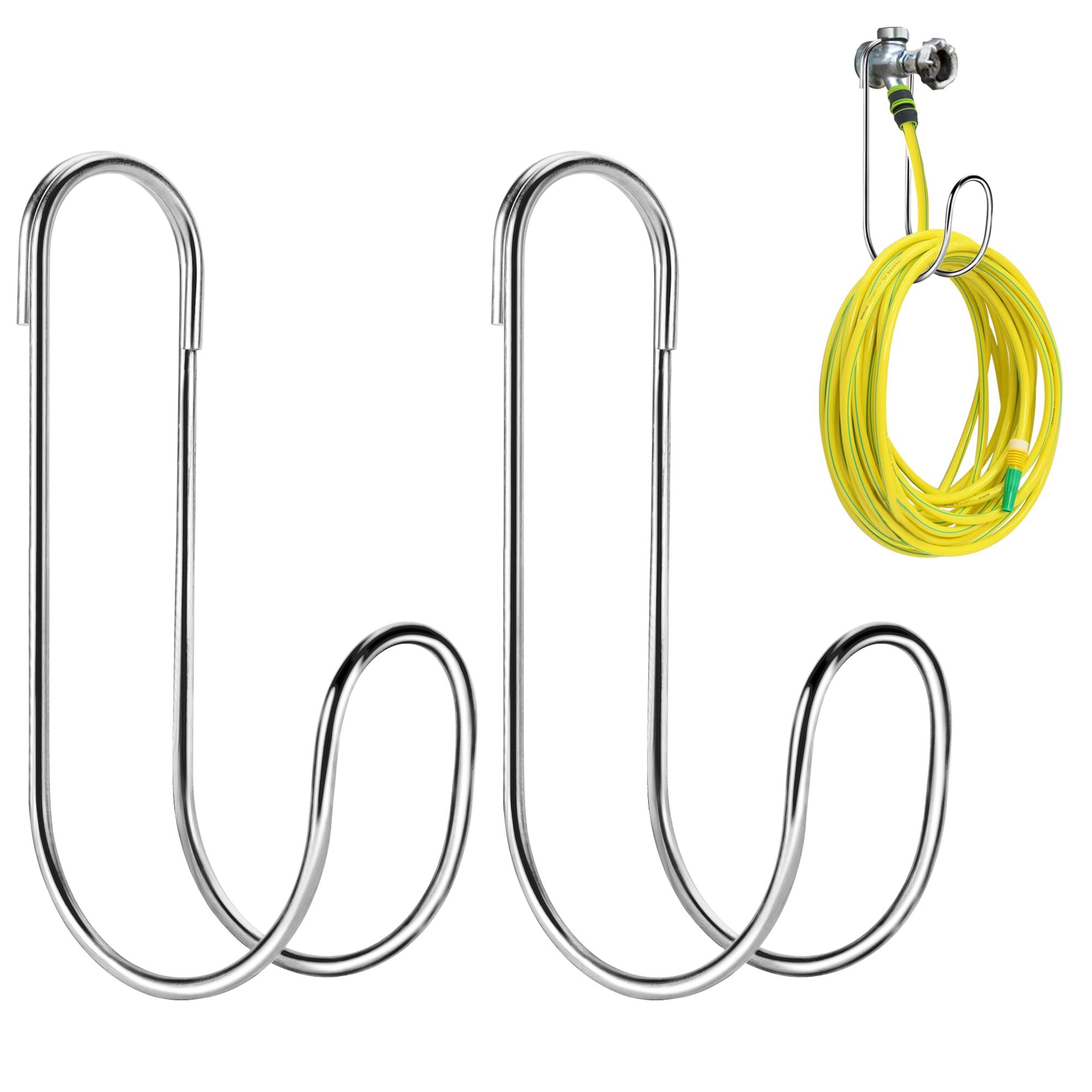 Photo 1 of Adnee 2 Pcs Flexible Garden Hose Storage Hook-Stainless Steel Water Hose Hanger Support Up to 44lbs-Hanging Stainless Hose Holder for Indoor Outdoor Home Garden Water Hose Storage