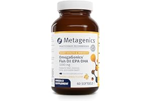 Metagenics OmegaGenics EPA-DHA 1000 mg - High Potency Omega-3 Fish Oil Supplement for Heart, Brain & Joint Health* - Sustainably Sourced - 60 Softgels