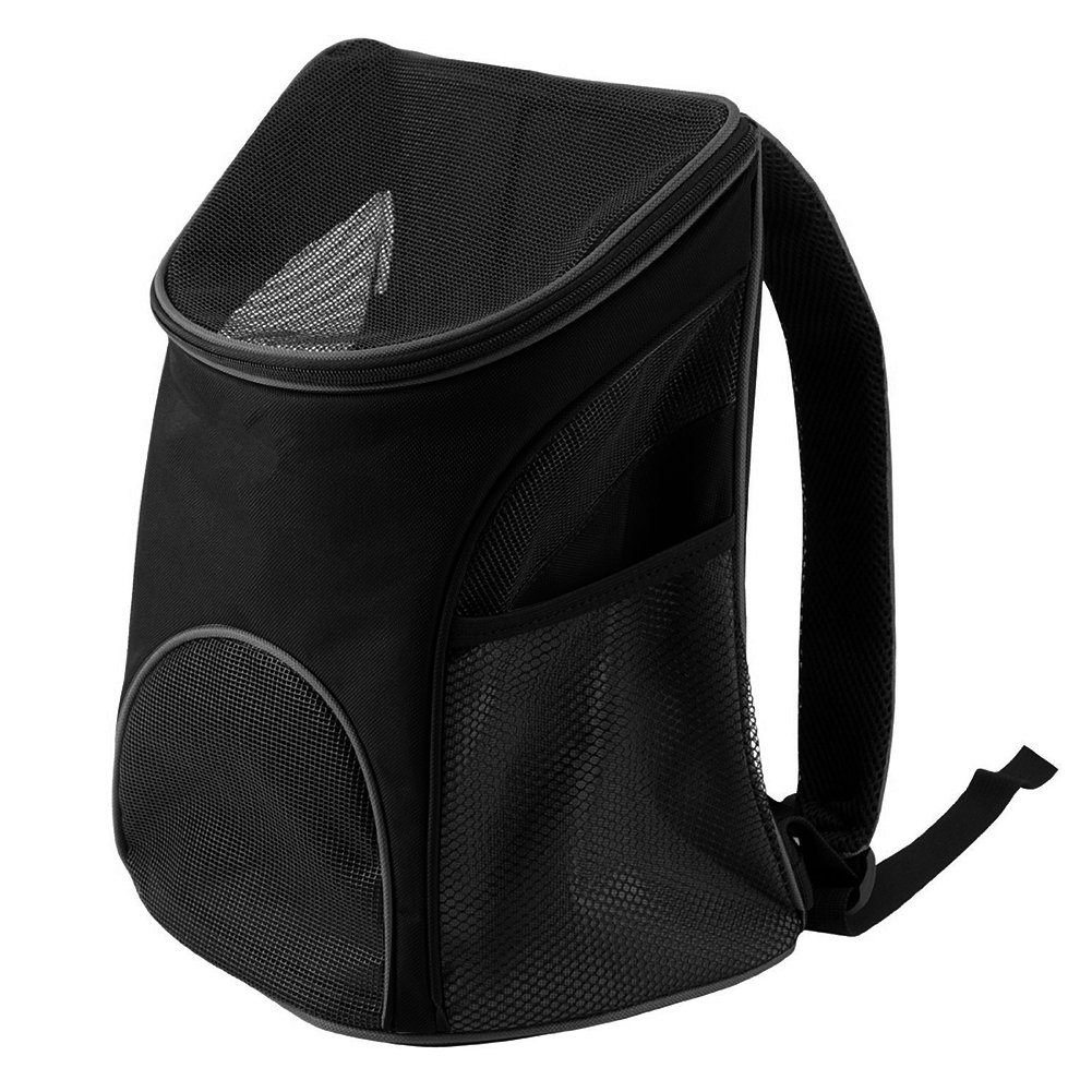 Multi-use Breathable Pet Backpack Cats and Dogs Pet bag Carrier Portable Mesh Pup Travel Dog House Airline Approved Hold Pet up to 10 lb (Black)