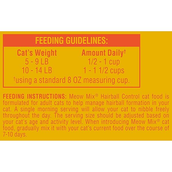 MEOW MIX HAIRBALL CONTROL DRY CAT FOOD FOR ADULT CAT, 6.3 LB. BAG