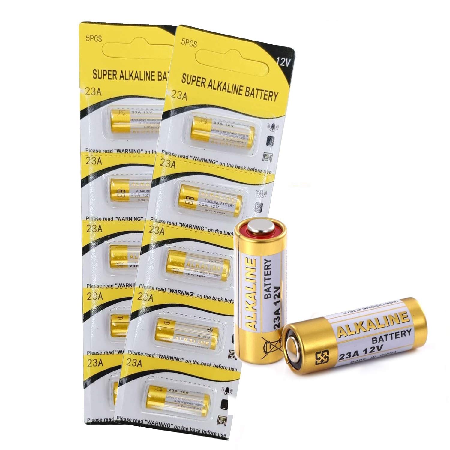 Cotchear 10pcs A23 12V Alkaline Battery 23A 12 Volt A23 E23A MN21 Replacement Batteries 0% Hg