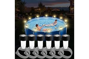 US:E Solar Pool Lights for Above Ground Pools,6 Pack Pool Above Ground Pool Accessories,Swimming Pool Solar Lights, Waterproof Frame Pool Decoration,Warm Light,Grey